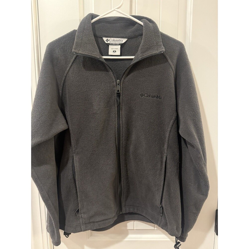 Columbia Sportswear Fleece Jacket Womens M Grey Full Zip Pockets Outdoor Hiking